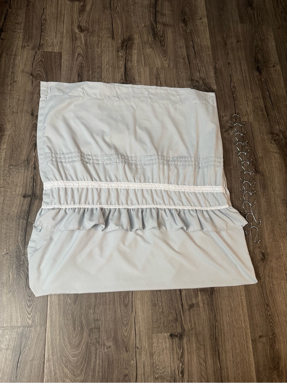 Ella Ruffle Lace Shower Curtain with Silver Hooks by Lush Decor